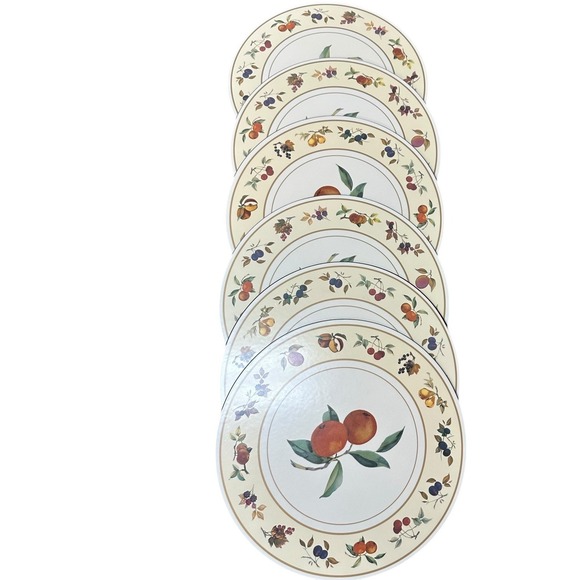 Royal Worcester Evesham 6 - 10" Round Cork Back Placemats Fruit NEW - Picture 12 of 12